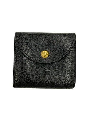 IL BISONTE Bi-fold Wallet Leather Black Plain Men's