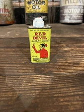 Vintage Empty Red Devil Lighter Fluid 4oz Can