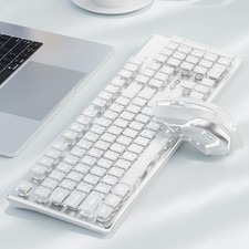 V3 Wireless Keyboard and Mouse with Single Backlit, Metal Panel, Bluetooth/2....