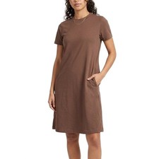 Uniqlo Brown Side Pockets T-Shirt A-Line Midi Dress Women's Size XS