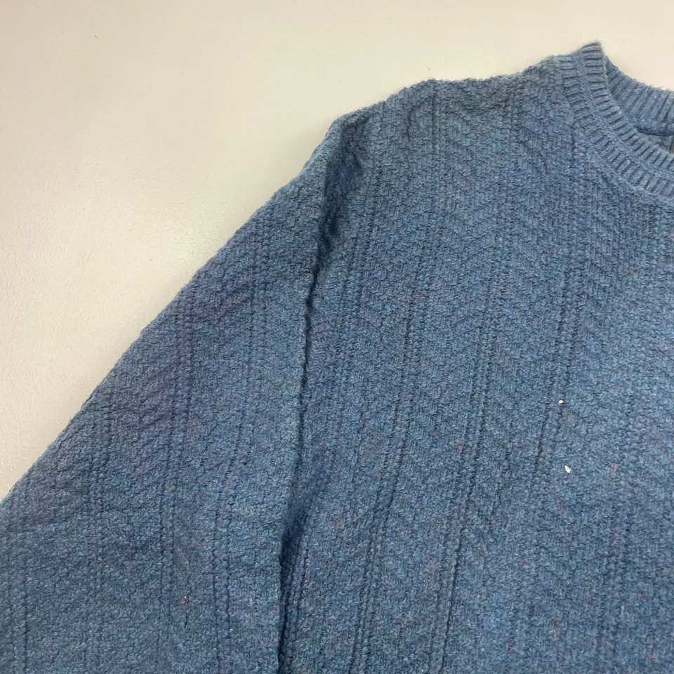 Jersey Bill Blass tejido con cable azul cuello redondo mediano para mujer M Foto 3 de 4