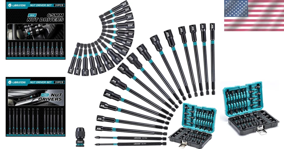 Long Nut Drivers 6INCH, Metric & SAE for Impact Drill - Image 2 of 4