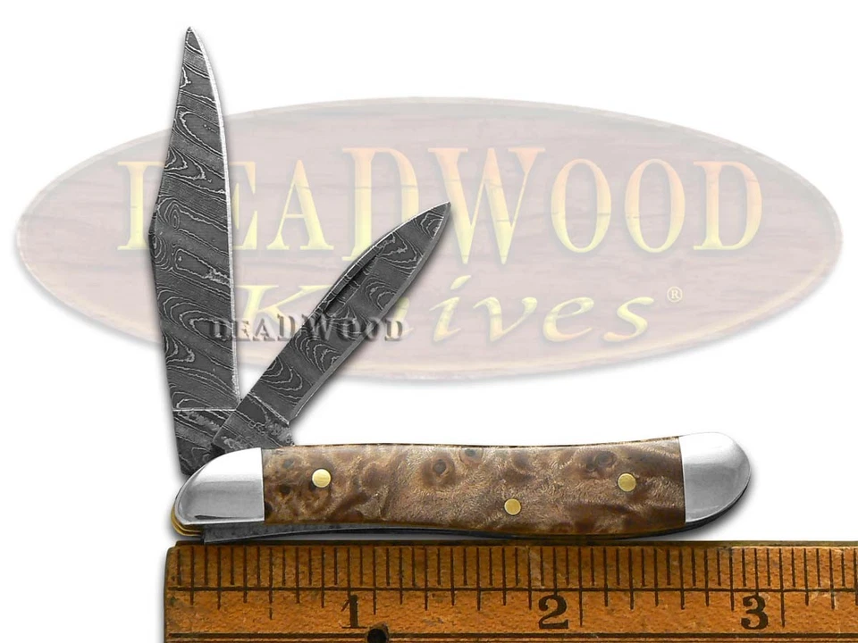 Case xx Peanut Damascus Steel Natural Maple Burl Wood 15094 Pocket Knife - Image 3 of 4
