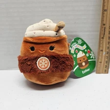 Squishmallow 4" ESTHER HOT COCOA Chocolate Latte Christmas Mug Plush - NEW