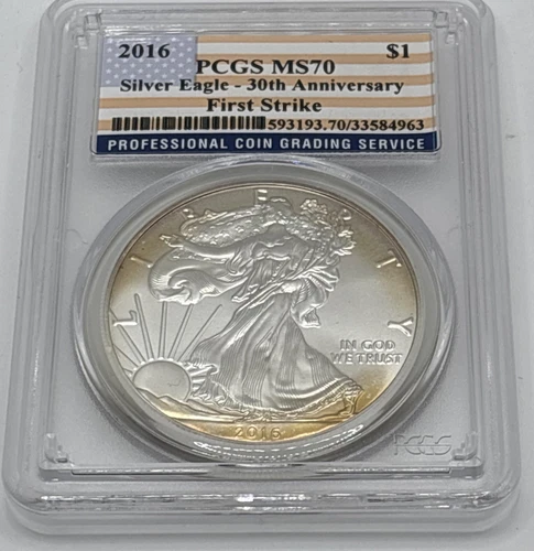 2016 American Silver Eagle 1oz First Strike PCGS MS70 Toned