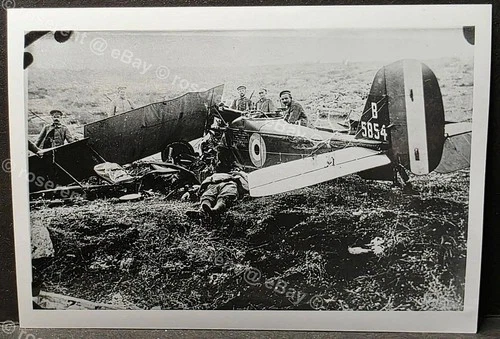 WW1 Australian AFC No 1 Sqn RE 8  serial B 5854 crashed archive photo 14 by 9cm