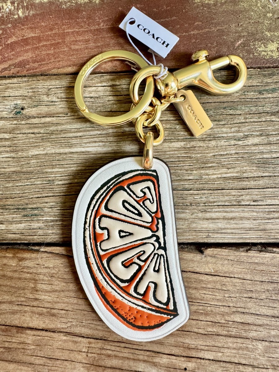 NWT Coach BRASS Dog Leash Trigger Clip LEATHER Orange Slice