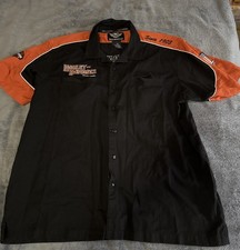 Harley Davidson Men  s Button Up Shirt Embroidered Patches Size XXL