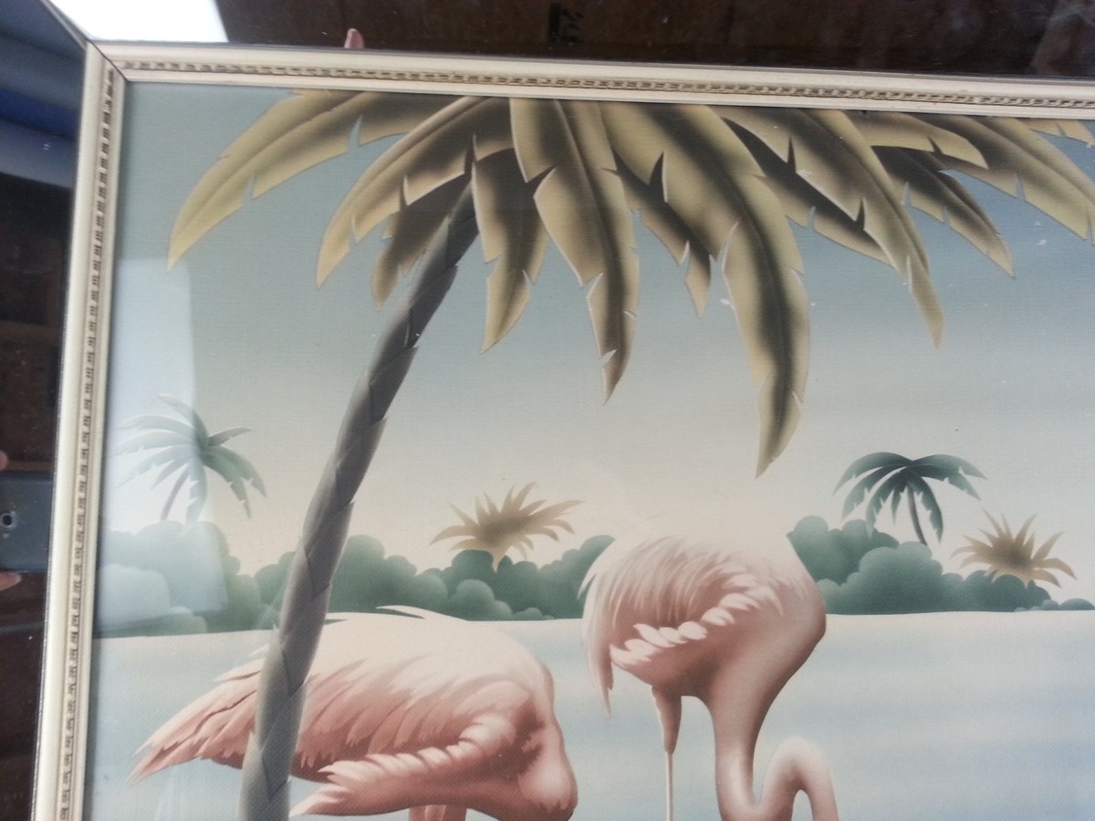 Vintage Mid Century Modern Flamingo Lithograph Picture Print