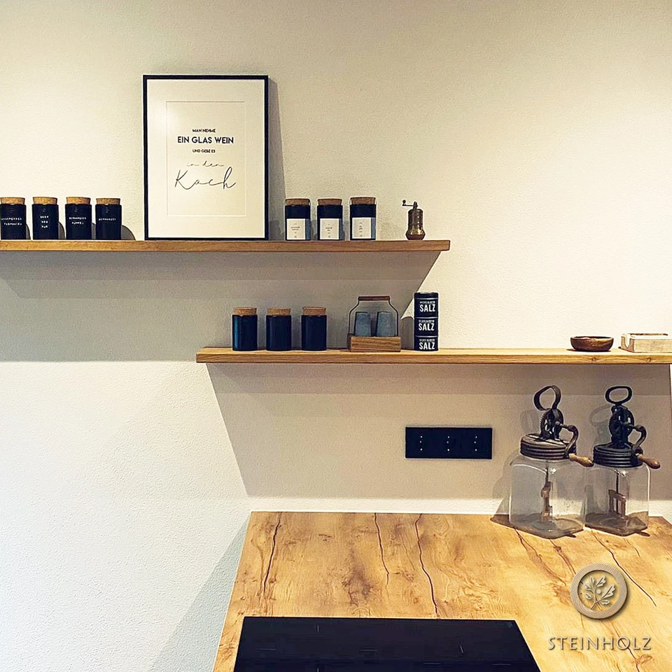 Schwebendes Wandboard aus Wildeiche Eiche Massivholz Maßzuschnitt geölt - Bild 3 von 4