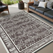 Outdoor Rug-5x8 ft Waterproof Patio Rug-Reversible Outdoor Carpet Plastic Str...