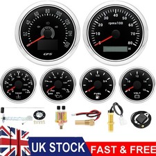 6 Gauge Set With Sensor 85mm GPS Speedometer 160MPH&Tacho&52mm Fuel/Oil/Temp UK