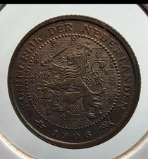 1/2 CENT NETHERLANDS 1906 BRONZE COIN- NETHERLANDS COIN