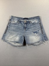 Rock Republic Distressed Blue Denim Shorts Size 8 Studded