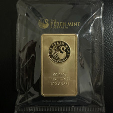The Perth Mint 100g Gold Bar 99.99% Pure Gold Bullion Sealed Assay Card 4198.97 per troy oz