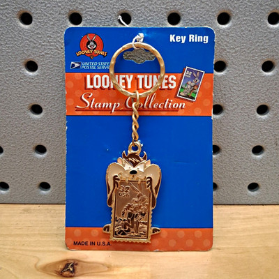 Starline Creations Looney Tunes Taz USPS Stamp Key Ring Metal Clip-On Gold