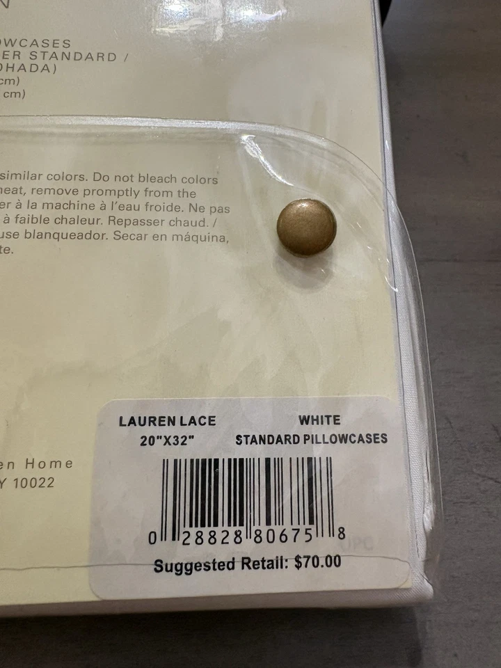 2 LRL Ralph Lauren Standard Pillowcases Ecru Cotton Ruffled Eyelet New - Image 4 of 4