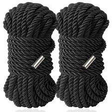 Silk Rope Satin Braided Twisted 32 Ft 8 mm Black Soft Durable Multipurpose