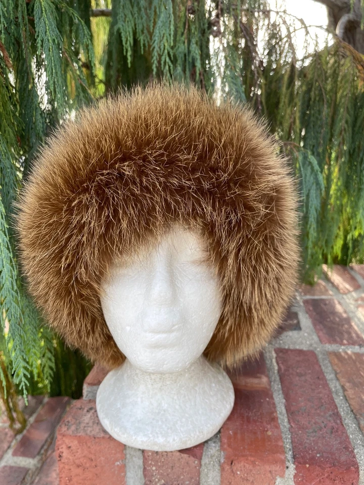 Diadema de piel de zorro Saga mullida ajustable unisex Foto 2 de 4