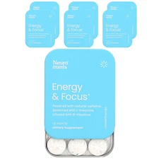 NeuroMints, Energy & Focus, Peppermint, 6 Packs, 12 Pieces Each