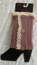 Yelete Rose Leg Warmers with Crochet Trim New