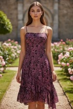 Derek Lam 10 Crosby Cocktail Dress Sz 2 Spaghetti Strap Floral High Low Pink