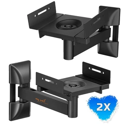 MYWALL 2x Wandhalter für Boxen Lautsprecher Universal Wandhalterung Wand Halter schwarz
