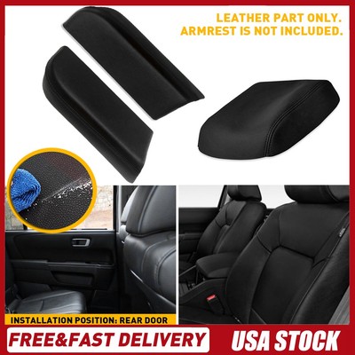 For Honda Pilot 09-15 Rear Door Armrest&Center Console Lid Cover Leather Black