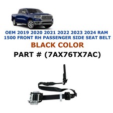 Oem 2019 20 21 22 23 2024 Ram 1500 Front Right Side Seat Belt Black 7ax76tx7ac