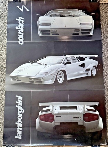 Rare 1985 Verkerke Poster #6531 White Lamborghini Countach S Measures 36" x 24"