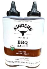 Kinder's Organic Hickory Brown Sugar BBQ Sauce 2x 20.4 Ounce Bottles EXP 04/2027