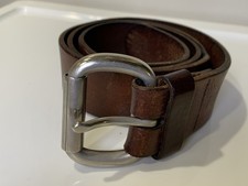 Vtg Brown Leather Fossil Belt Unisex Brass Buckle Bohemian Hippie Vibes