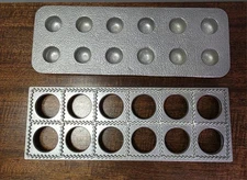 VTG Cast Aluminum Ravioli Maker Mold Cast 12 Dozen 2 Piece Set Number 501 & 502