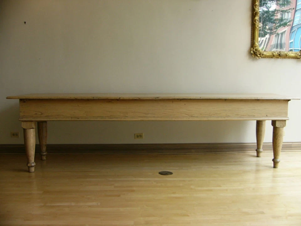 Твердый белый дуб XIX века сухие товары / демонстрационный стол / фермерский стол / фермерский дом - Изображение 4 из 4