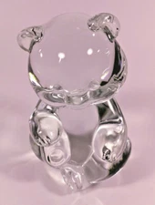 Fenton Crystal Clear Glass Sitting Teddy Bear Figurine Paperweight