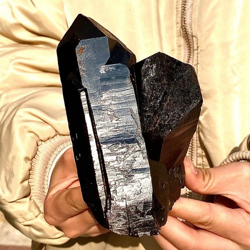 2.21LB Natural Black Smoke Color Quartz Cluster Crystal Specimens Mineral Heali - 第 7/12 張圖片