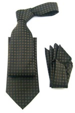 NEW MEN'S Polka Dots 2.5" SKINNY SLIM NECK TIE And HANDKERCHIEF Brown Prom