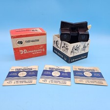 Vintage Sawyer 1950 s View-Master 3-D Viewer Model E Brown in Box w/ 3 Reels