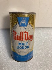 BULLDOG MALT LIQUOR STOUT 12OZ. FLAT TOP STEEL BEER CAN. EMPTY. CALIFORNIA