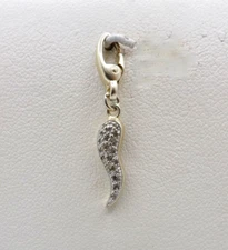 Sterling Silver Diamond Italian Horn Cornicello Charm Pendant Natural Stones