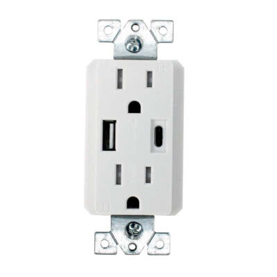 RiteAV USB A and USB-C USB Charger with Dual AC 110-120V 15A Outlets