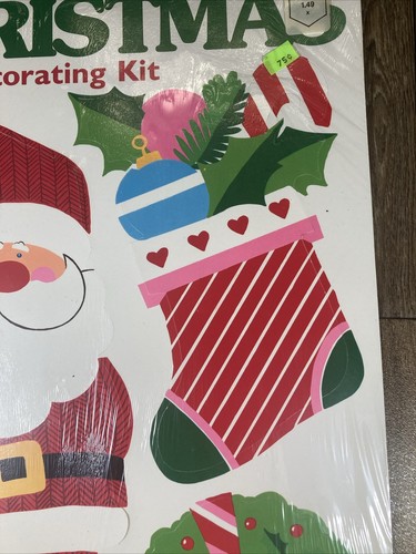Vintage Eureka Christmas Holiday 7-pc Decorating Kit Punch Out Santa Wreath - Picture 4 of 10