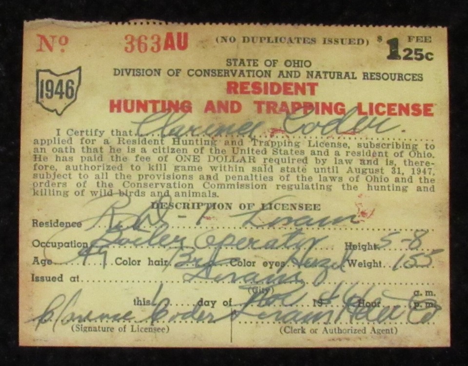 RW13 1946 Federal Duck Stamp On Ohio Hunting License EBay rw13-1946-federal-duck-stamp-on-ohio-hunting-license-ebay