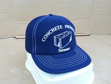 VINTAGE SESSER CONCRETE PRODUCTS WHITE STITCHED SNAP BACK TRUCKER CAP HAT