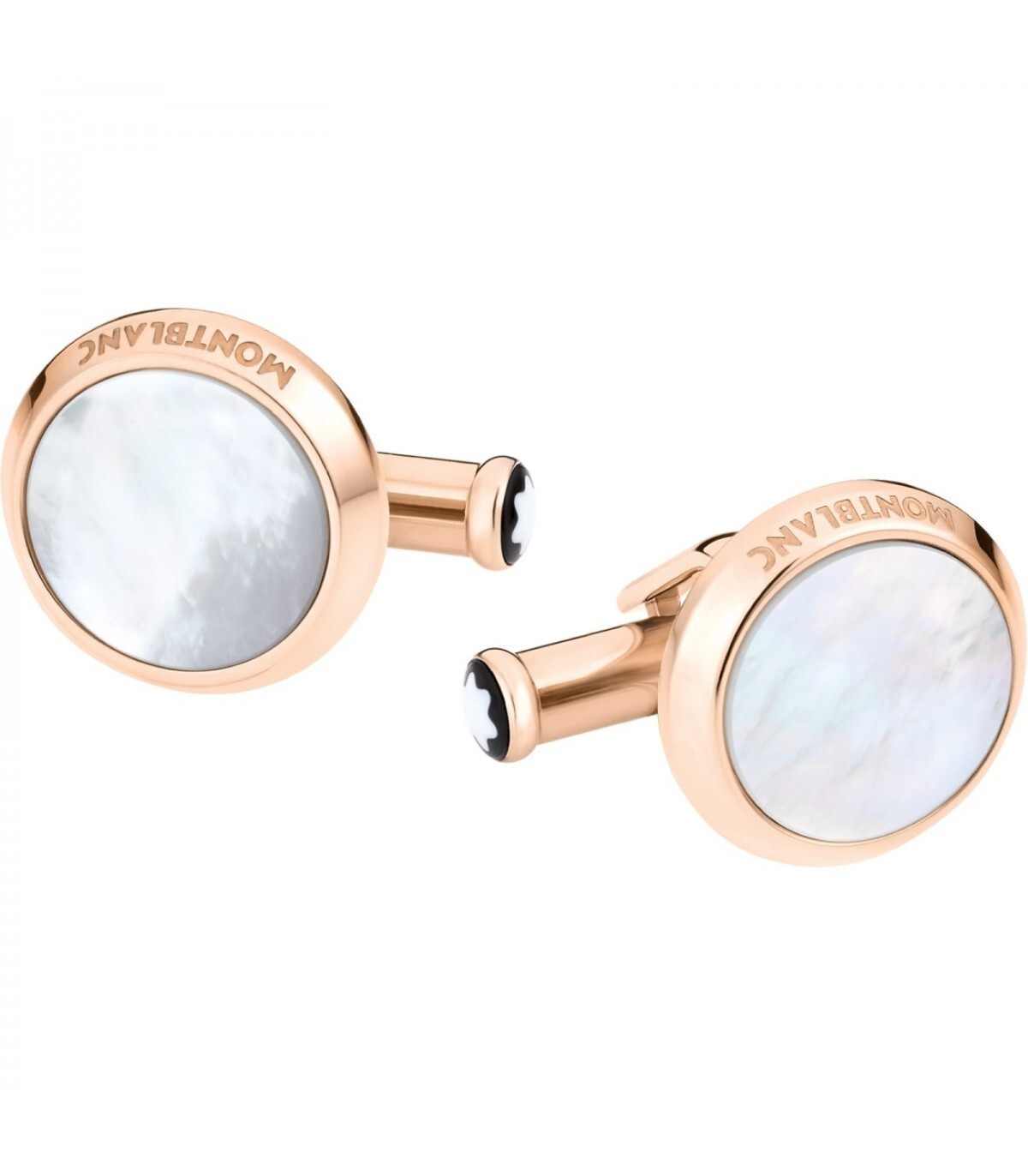 MONTBLANC 116662 GEMELLI UOMO IN ACCIAIO PREGIATO FINITURA COLORE ORO ROSA