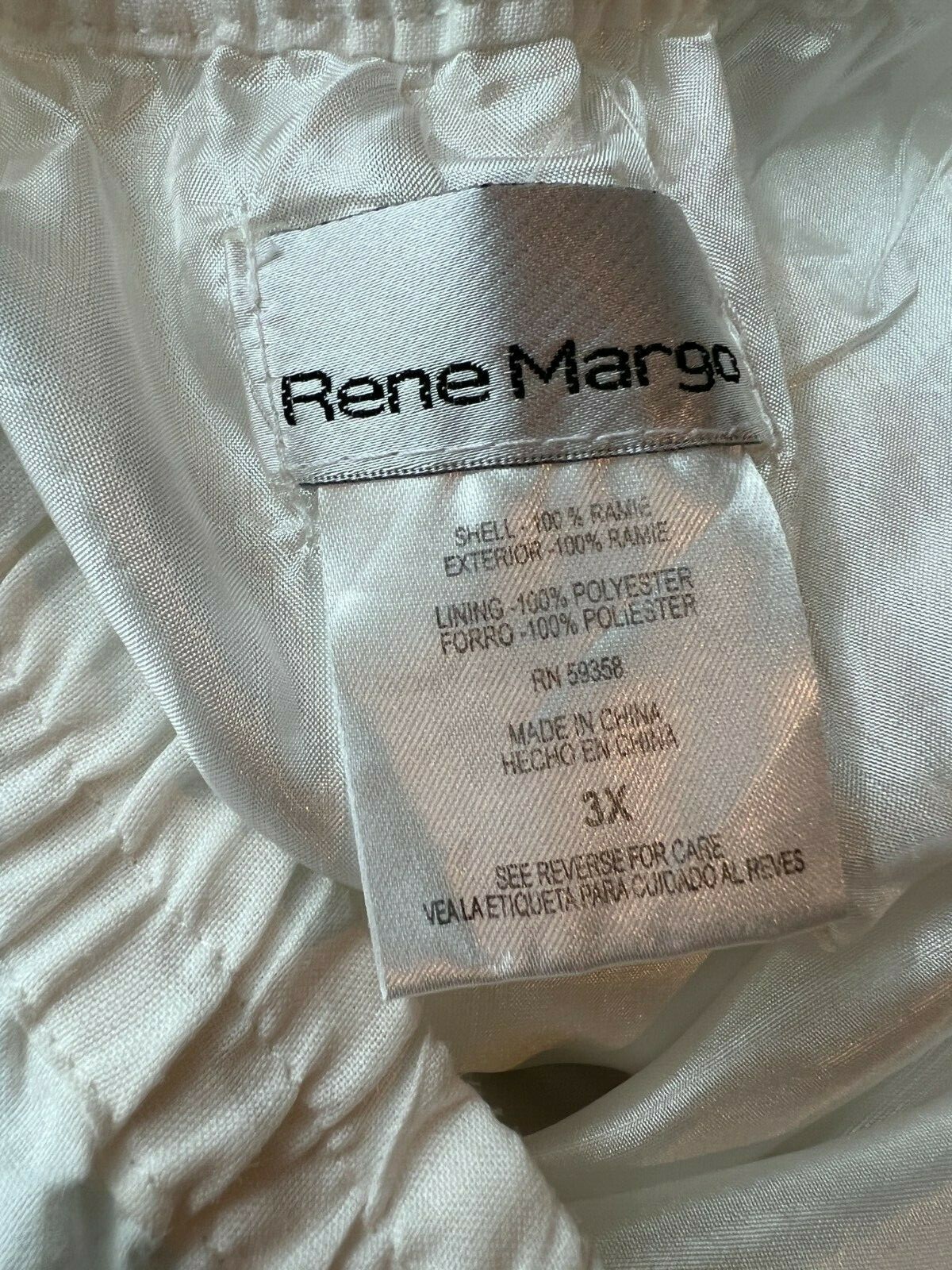 Rene Margo Solid White Lined Drawstring Ramie Wid… - image 8