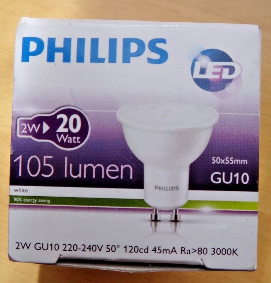 Philips LED Glas Leuchtmittel GU10, 2W  3000 k Warmweiss