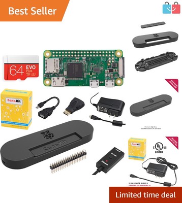 Ultra-Slim Raspberry Pi Zero W Wireless Starter Kit with 64GB NOOBS Pre-Loaded