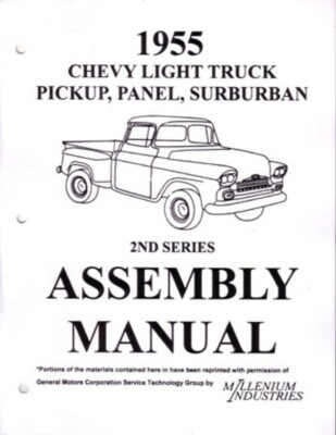 1955 Chevrolet Truck Suburban Assembly Manual Rebuild Instructions Book Guide OE