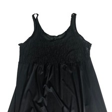 Vintage Sears Slip Dress XL Black Maxi Nightgown Nylon Sheer Lace Goth Fairy Y2K